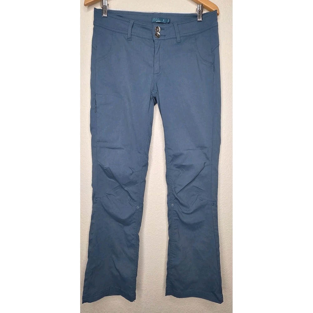 prAna Halle Pants Boot Cut Convertible Stretch Hiking Woman 8x31 Teal Outdoor